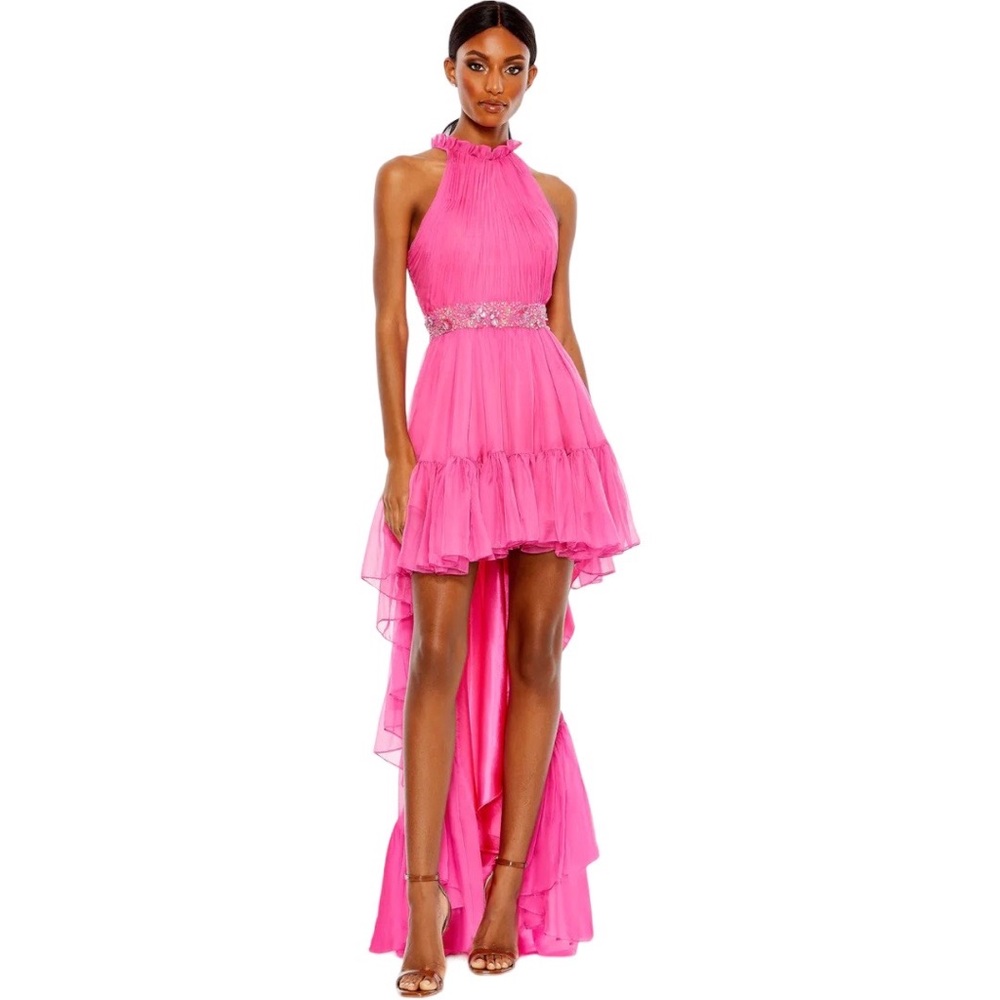 Mac Duggal - Halter Neck High-Low Gown
in Hot Pink Size 6
